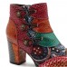 SOCOFY Splicing Pattern Button Zipper Ankle Leather Boots SOCOFY Splicing Pattern Button Zipper Ankle Leather Boots