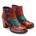 SOCOFY Splicing Pattern Button Zipper Ankle Leather Boots SOCOFY Splicing Pattern Button Zipper Ankle Leather Boots