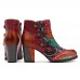 SOCOFY Splicing Pattern Button Zipper Ankle Leather Boots SOCOFY Splicing Pattern Button Zipper Ankle Leather Boots