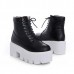 Lady Chunky Heel Platform Cut out StrappyBoots Lady Chunky Heel Platform Cut out StrappyBoots
