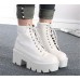 Lady Chunky Heel Platform Cut out StrappyBoots Lady Chunky Heel Platform Cut out StrappyBoots