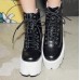 Lady Chunky Heel Platform Cut out StrappyBoots Lady Chunky Heel Platform Cut out StrappyBoots