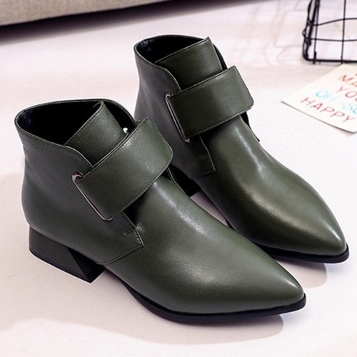 Pure Color Hook Loop Casual Ankle Boots For Women Pure Color Hook Loop Casual Ankle Boots For Women