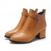 Pure Color Lining Buckle Chunky Heel Ankle Short Boots Pure Color Lining Buckle Chunky Heel Ankle Short Boots
