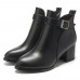 Pure Color Lining Buckle Chunky Heel Ankle Short Boots Pure Color Lining Buckle Chunky Heel Ankle Short Boots
