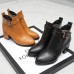 Pure Color Lining Buckle Chunky Heel Ankle Short Boots Pure Color Lining Buckle Chunky Heel Ankle Short Boots