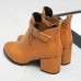 Pure Color Lining Buckle Chunky Heel Ankle Short Boots Pure Color Lining Buckle Chunky Heel Ankle Short Boots