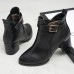 Pure Color Lining Buckle Chunky Heel Ankle Short Boots Pure Color Lining Buckle Chunky Heel Ankle Short Boots