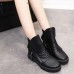 Flats Lace Up Round Toe Shoe Fashion Casual Leather Ankle Boots Flats Lace Up Round Toe Shoe Fashion Casual Leather Ankle Boots