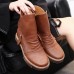 Flats Lace Up Round Toe Shoe Fashion Casual Leather Ankle Boots Flats Lace Up Round Toe Shoe Fashion Casual Leather Ankle Boots
