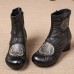Retro Floral Pattern Genuine Leather Ankle Boots Retro Floral Pattern Genuine Leather Ankle Boots