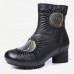 Retro Floral Pattern Genuine Leather Ankle Boots Retro Floral Pattern Genuine Leather Ankle Boots