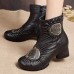 Retro Floral Pattern Genuine Leather Ankle Boots Retro Floral Pattern Genuine Leather Ankle Boots