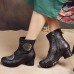 Retro Floral Pattern Genuine Leather Ankle Boots Retro Floral Pattern Genuine Leather Ankle Boots