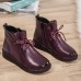 Casual Soft Lace Up Zipper Leather Ankle Warm Boots For Women Casual Soft Lace Up Zipper Leather Ankle Warm Boots For Women