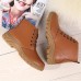 Women Outdoor Warm Winter Leather  Ankle Lace Up Boots Women Outdoor Warm Winter Leather  Ankle Lace Up Boots