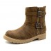 LOSTISY Casual Round Toe Buckle Zipper Mid Calf Boots LOSTISY Casual Round Toe Buckle Zipper Mid Calf Boots