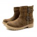 LOSTISY Casual Round Toe Buckle Zipper Mid Calf Boots LOSTISY Casual Round Toe Buckle Zipper Mid Calf Boots