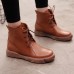 Lace Up Round Toe Fashion Leather Comfy Ankle Boots For Women Lace Up Round Toe Fashion Leather Comfy Ankle Boots For Women