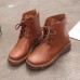 Lace Up Round Toe Fashion Leather Comfy Ankle Boots For Women Lace Up Round Toe Fashion Leather Comfy Ankle Boots For Women