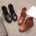 Lace Up Round Toe Fashion Leather Comfy Ankle Boots For Women Lace Up Round Toe Fashion Leather Comfy Ankle Boots For Women