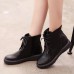 Lace Up Round Toe Fashion Leather Comfy Ankle Boots For Women Lace Up Round Toe Fashion Leather Comfy Ankle Boots For Women