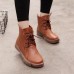 Lace Up Round Toe Fashion Leather Comfy Ankle Boots For Women Lace Up Round Toe Fashion Leather Comfy Ankle Boots For Women
