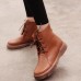 Lace Up Round Toe Fashion Leather Comfy Ankle Boots For Women Lace Up Round Toe Fashion Leather Comfy Ankle Boots For Women