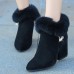 Women Chunky Heel Suede Lining Warm Ankle Boots Women Chunky Heel Suede Lining Warm Ankle Boots