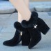 Women Chunky Heel Suede Lining Warm Ankle Boots Women Chunky Heel Suede Lining Warm Ankle Boots
