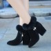 Women Chunky Heel Suede Lining Warm Ankle Boots Women Chunky Heel Suede Lining Warm Ankle Boots