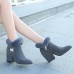 Women Chunky Heel Suede Lining Warm Ankle Boots Women Chunky Heel Suede Lining Warm Ankle Boots