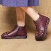 Retro Round Toe Flowers Pattern Leather Ankle Boots Retro Round Toe Flowers Pattern Leather Ankle Boots
