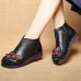 Retro Round Toe Flowers Pattern Leather Ankle Boots Retro Round Toe Flowers Pattern Leather Ankle Boots