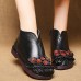 Retro Round Toe Flowers Pattern Leather Ankle Boots Retro Round Toe Flowers Pattern Leather Ankle Boots