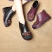 Retro Round Toe Flowers Pattern Leather Ankle Boots Retro Round Toe Flowers Pattern Leather Ankle Boots