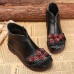 Retro Round Toe Flowers Pattern Leather Ankle Boots Retro Round Toe Flowers Pattern Leather Ankle Boots