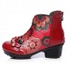 SOCOFY Retro Chinese Pattern Zipper Ankle Mid Heel Leather Boots SOCOFY Retro Chinese Pattern Zipper Ankle Mid Heel Leather Boots