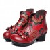 SOCOFY Retro Chinese Pattern Zipper Ankle Mid Heel Leather Boots SOCOFY Retro Chinese Pattern Zipper Ankle Mid Heel Leather Boots