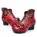 SOCOFY Retro Chinese Pattern Zipper Ankle Mid Heel Leather Boots SOCOFY Retro Chinese Pattern Zipper Ankle Mid Heel Leather Boots