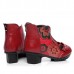 SOCOFY Retro Chinese Pattern Zipper Ankle Mid Heel Leather Boots SOCOFY Retro Chinese Pattern Zipper Ankle Mid Heel Leather Boots