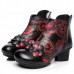 SOCOFY Retro Chinese Pattern Zipper Ankle Mid Heel Leather Boots SOCOFY Retro Chinese Pattern Zipper Ankle Mid Heel Leather Boots