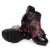 SOCOFY Retro Chinese Pattern Zipper Ankle Mid Heel Leather Boots SOCOFY Retro Chinese Pattern Zipper Ankle Mid Heel Leather Boots