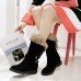 Large Size Buckle Furry Faux Fur Lining Flats Suede Mid-calf Boots Large Size Buckle Furry Faux Fur Lining Flats Suede Mid-calf Boots