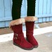 Large Size Buckle Furry Faux Fur Lining Flats Suede Mid-calf Boots Large Size Buckle Furry Faux Fur Lining Flats Suede Mid-calf Boots