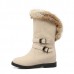 Large Size Buckle Furry Faux Fur Lining Flats Suede Mid-calf Boots Large Size Buckle Furry Faux Fur Lining Flats Suede Mid-calf Boots