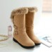 Large Size Buckle Furry Faux Fur Lining Flats Suede Mid-calf Boots Large Size Buckle Furry Faux Fur Lining Flats Suede Mid-calf Boots