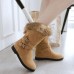 Large Size Buckle Furry Faux Fur Lining Flats Suede Mid-calf Boots Large Size Buckle Furry Faux Fur Lining Flats Suede Mid-calf Boots