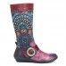 SOCOFY Retro Jacquard Stitching Buckle Flat Leather Mid Calf Boots SOCOFY Retro Jacquard Stitching Buckle Flat Leather Mid Calf Boots