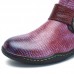SOCOFY Retro Jacquard Stitching Buckle Flat Leather Mid Calf Boots SOCOFY Retro Jacquard Stitching Buckle Flat Leather Mid Calf Boots
